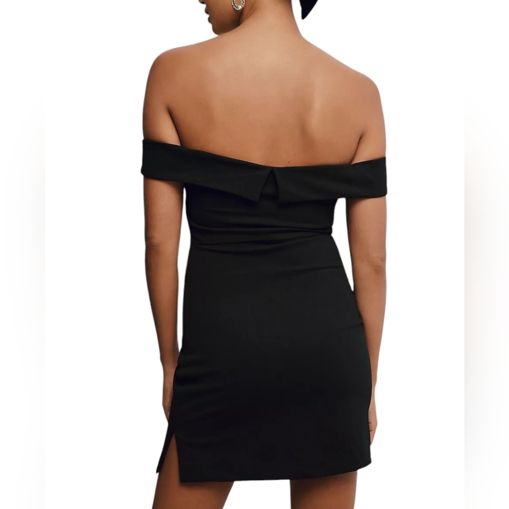 BHLDN Off-Shoulder Black Mini Dress Cocktail New Year’s Party Formal - Picture 2 of 12